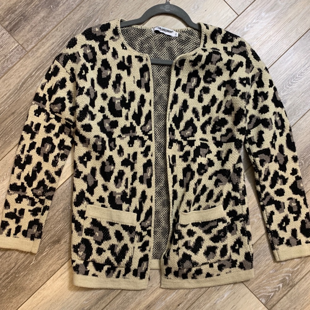 Cotton Emporium Cheetah Cardigan Sweater XS